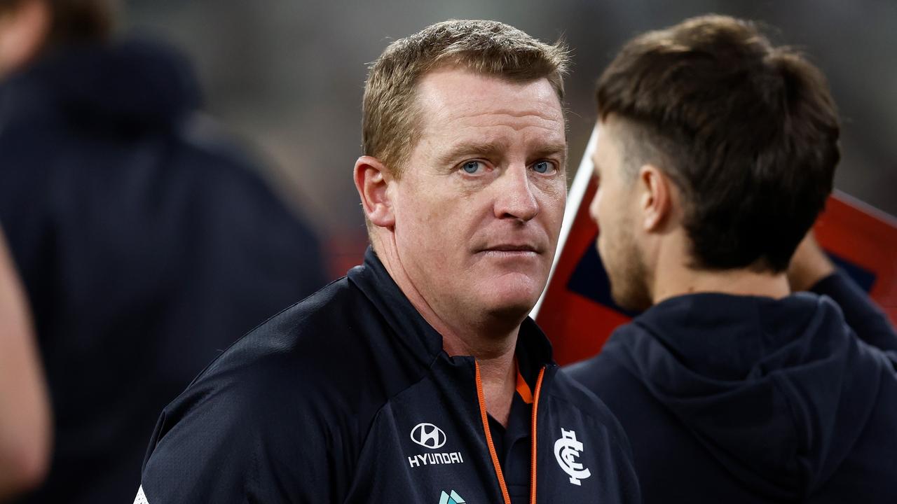 Carlton coach Michael Voss says there are lessons from the Blues’ horror run of form that will improve the side in the longer term. Picture: Michael Willson / Getty Images