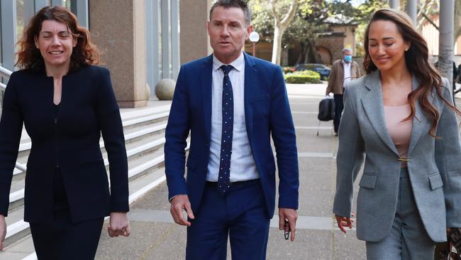 Former MP Andrew Laming leaves the Federal Court in Sydney after the resolution of his defamation hearing against Nine. Picture: John Feder