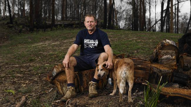 ‘It’s their political storm. It’s not mine’: Paul Parker with dog Rose on his property at Nelligen on the NSW south coast. Picture: Sean Davey