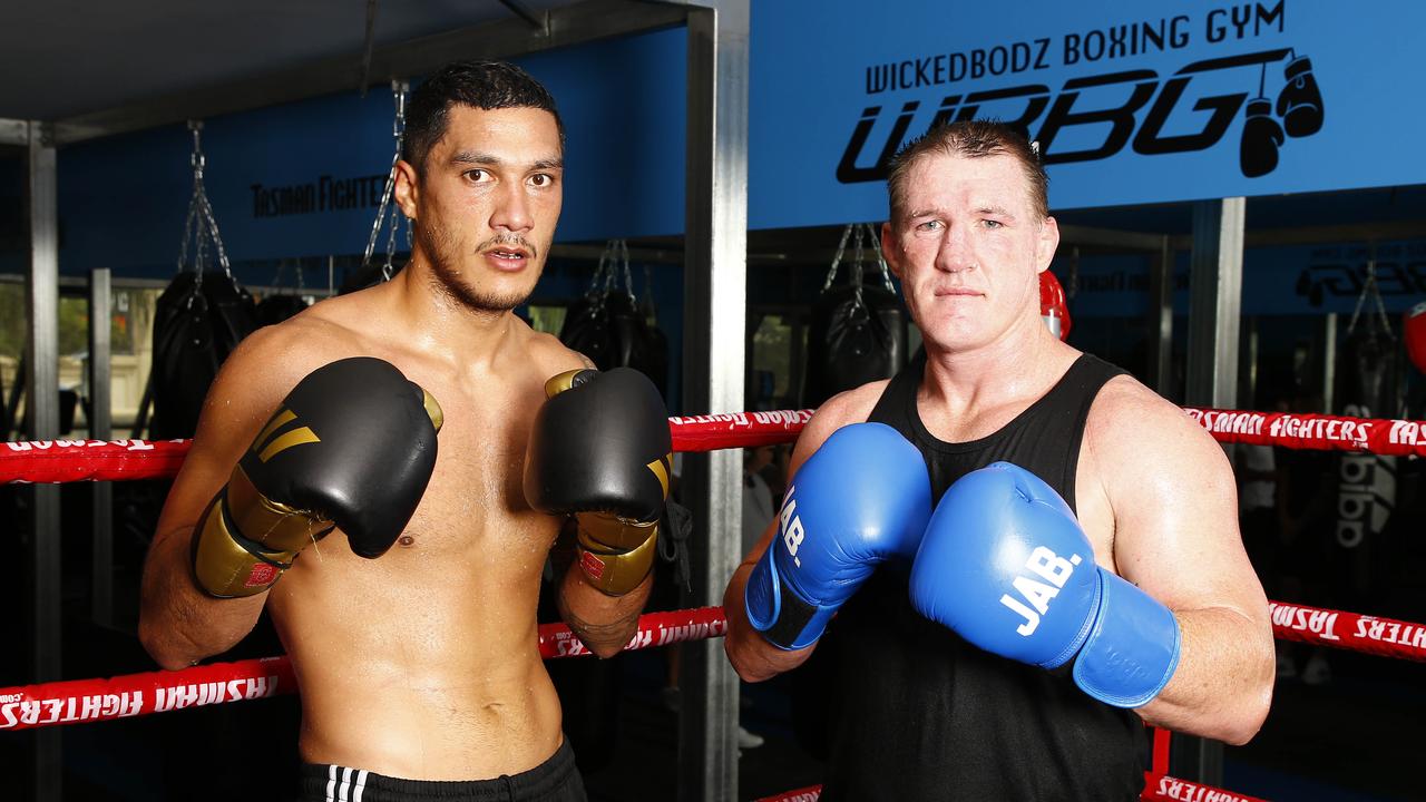 Jai Opetaia and Paul Gallen ahead of Jai's upcoming world title fight. Picture: Tertius Pickard