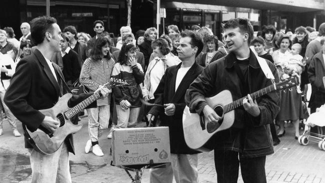 Crowded House’s Nick Seymour, Paul Hester and Neil Finn. Pic: Supplied