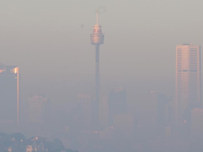 Thick bushfire smoke blankets Sydney seen from Vaucluse.picture John Grainger