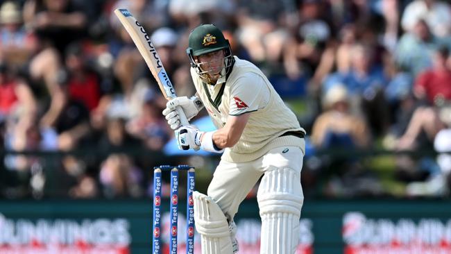 Steve Smith opening the batting in New Zealand. Picture: Kai Schwoerer/Getty Images)