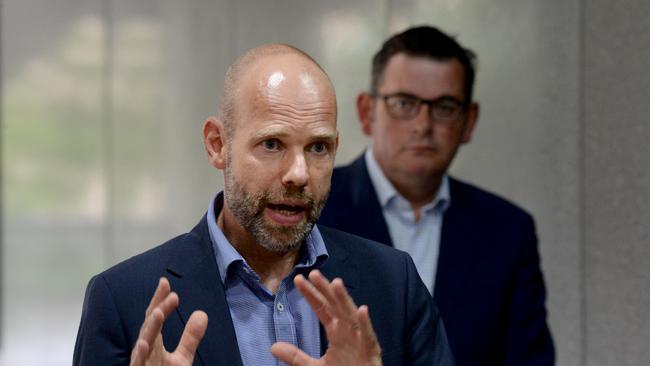 Covid commander Jeroen Weimar, pictured with Premier Daniel Andrews, launched a legal bid to keep the Supreme Court ruling secret for five years. Picture: Andrew Henshaw