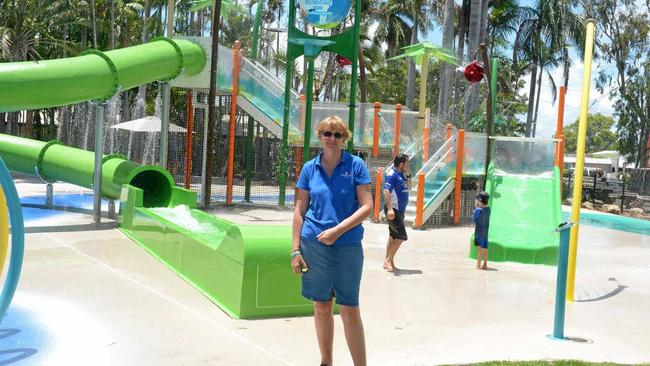 Viv Arthur Manager of Discovery Park Rockhampton shows off its new waterpark. Picture: Jann Houley