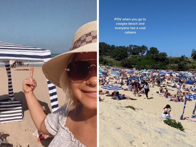 Cabanas have typically been seen on European beaches, helping people secure exclusive spots. But, last summer, they seemed to take over Australian beaches. Picture: TikTok