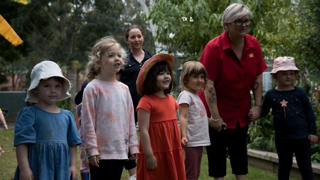 SDN Batemans Bay students with director Rebecca Lester. Picture: Nathan Schmidt