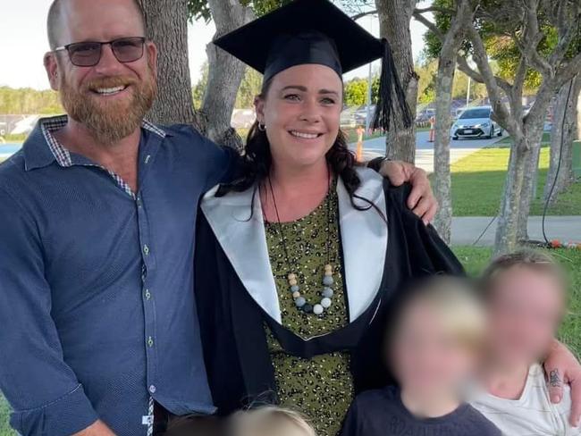 Nambour resident Drew Duncan, left, and Lauren Watts, right, with their four children. Photo: supplied.