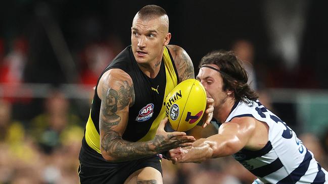 Dustin Martin will be a Tiger for life, with four years still left on his monster contract. Picture: Michael Klein