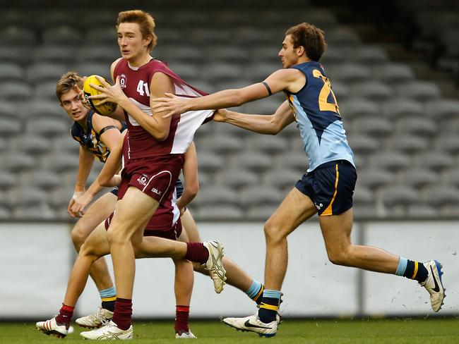 Harris Andrews playing for Queensland under-18s against NSW/ACT in 2014.