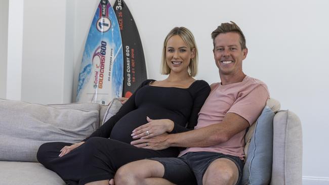 James Courtney and his wife Tegan awaiting baby Kobe’s arrival before the Bathurst 1000. Picture: Mark Horsburgh