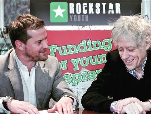 Rockstar Managing Director Jonathan Pfahl chatting with Sir Bob Geldof at an event in Waterloo, London a couple of years ago. Picture: Supplied