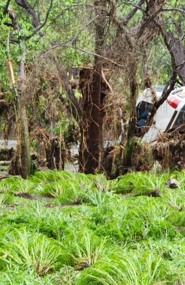 A 74-year-old woman was rescued from floodwaters at Timber Creek after her car was washed off a bridge during flash flooding. Picture: Supplied