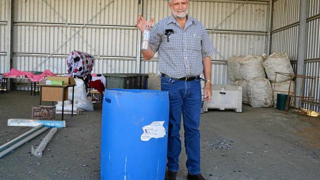 RECYCLE: Cr Geoff McMullen at the site for container refund scheme to show how easy it is. Picture: Ellen Ransley