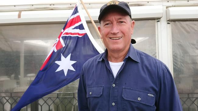 Fraser Anning at the rally. Picture: AAP.