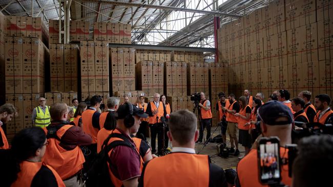 Scott Morrison at the Rheem factory in western Sydney during week one of the election campaign. Picture: Nikki Short