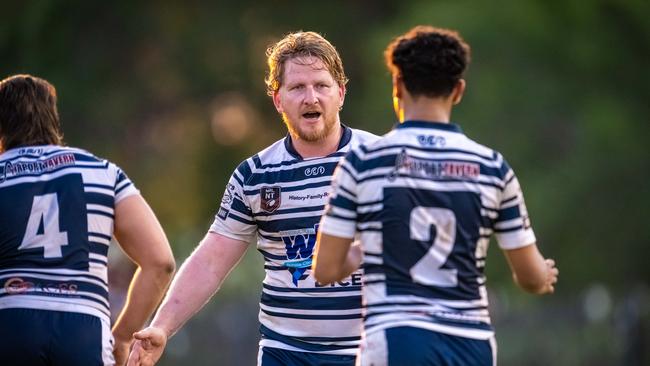 Darwin Brothers' Drew Tobin put in a big shift in the front row against Palmerston Raiders. Picture: Patch Clapp / NRL NT