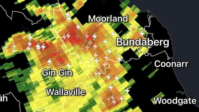 A Radarscope image showing the intensity of the storm before 1am on Thursday.