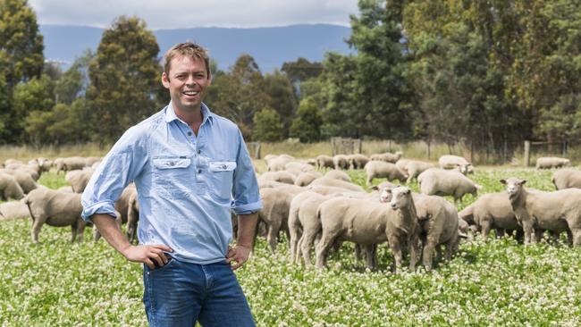 Tasmanian lamb producer Scott Colvin is supplying exclusively to Coles' new GRAZE grass-fed lamb range. February 3, 2020.