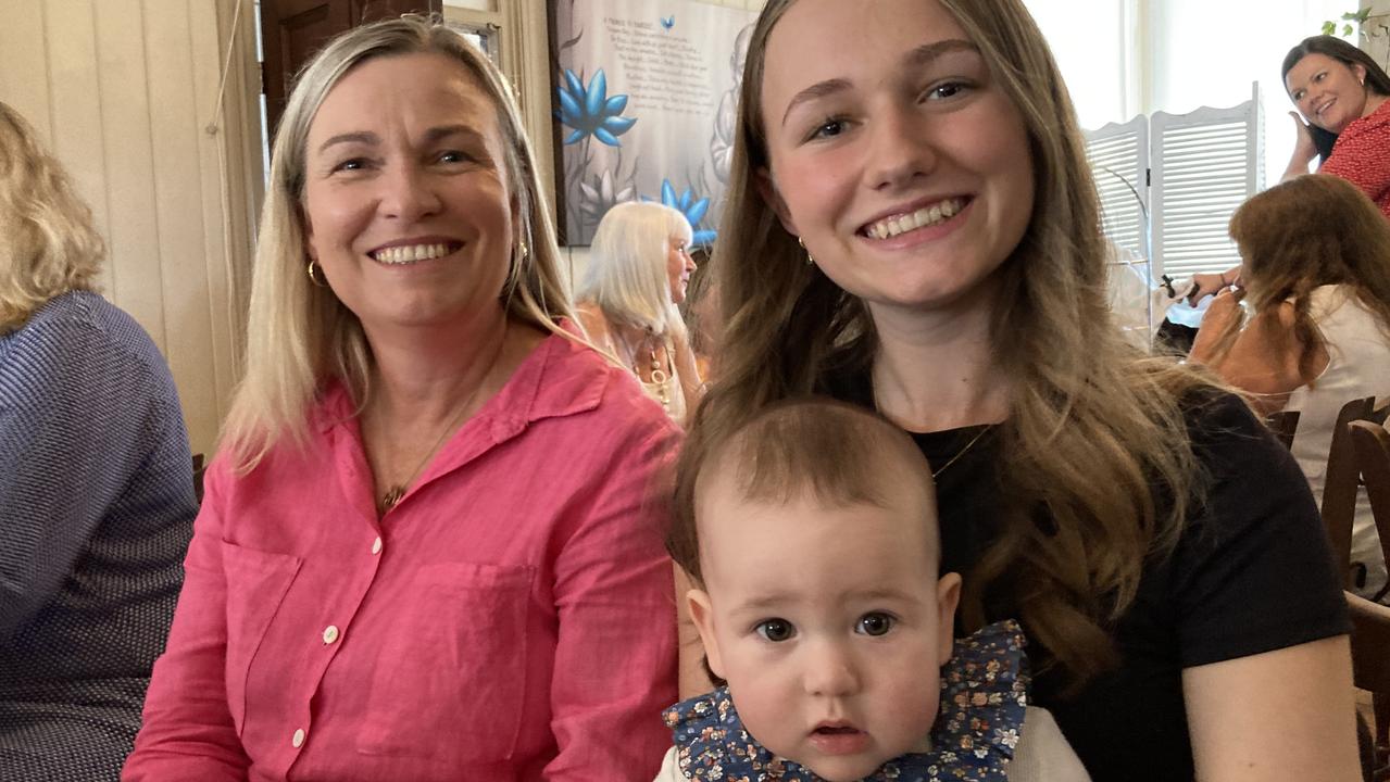 Gympie high tea for International Women's Day – Desley Lourigan, Chloe Lourigan, and Morgan Murdoch-Fidler.