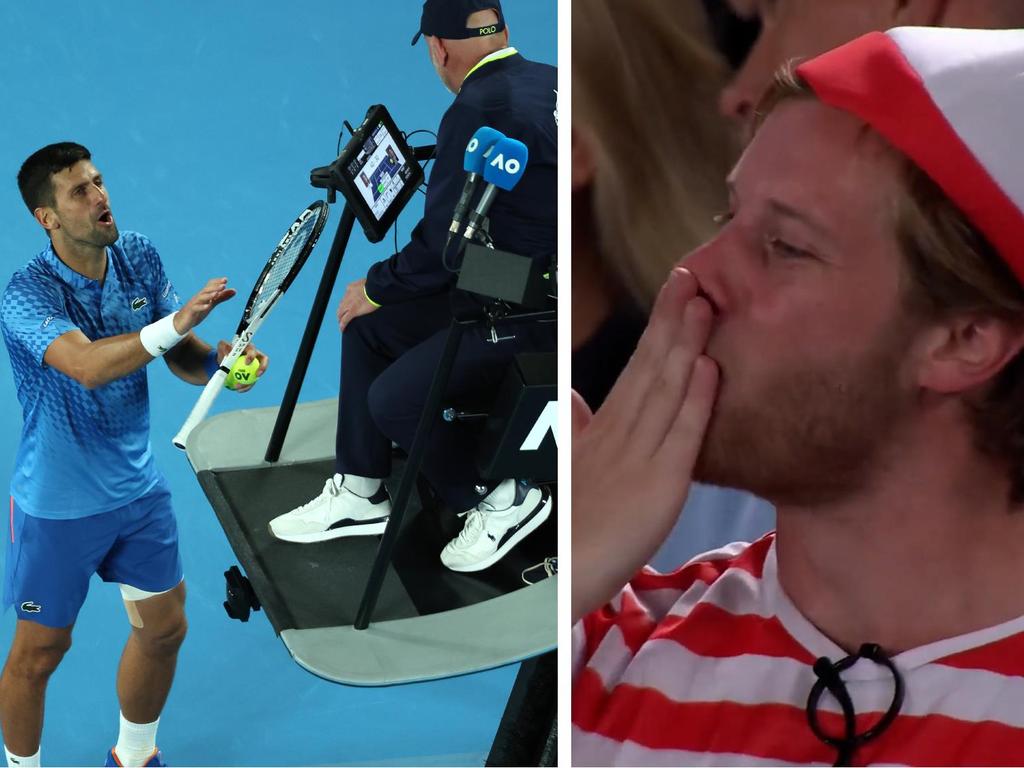 Australian Open 2023, tennis scores, news Novak Djokovic complains about hecklers, Wheres Wally, news, video, reaction, injury, Enzo Couacaud
