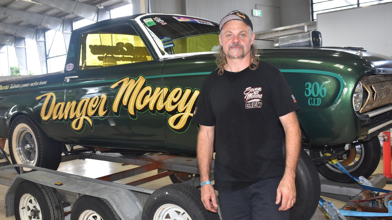 Rob McIntosh from the Gold Coast with a 1971 Ford Ranchero at scrutineering for Rockynats 04 at the Rockhampton Showgrounds on March 28, 2024.