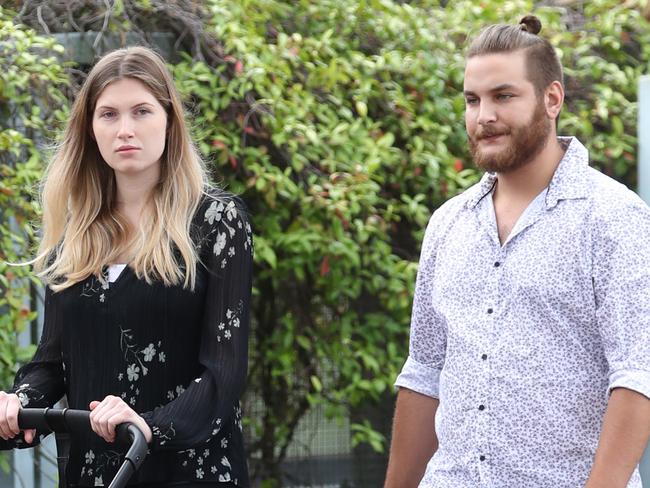 Cocaine dealers Tehlea Jane McAlister and Hafez Ayad with a new baby leave sutherland court after there first appearance since being arrested .picture John Grainger