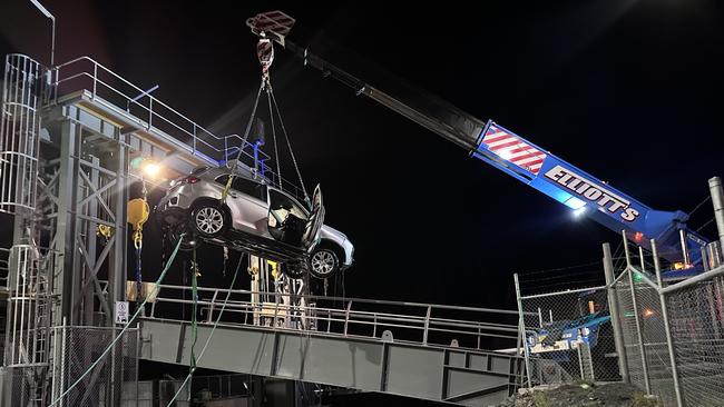Silver Mitsubishi drove into water from Bruny Island ferry terminal dock at Roberts Point. Picture: Tasmania Police