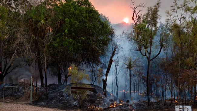 Firefighters contained a blaze at Noonamah on July 13. Twenty-five crews, the majority of whom were volunteers, had the fire under control within a few hours of it starting. Picture: Che Chorley