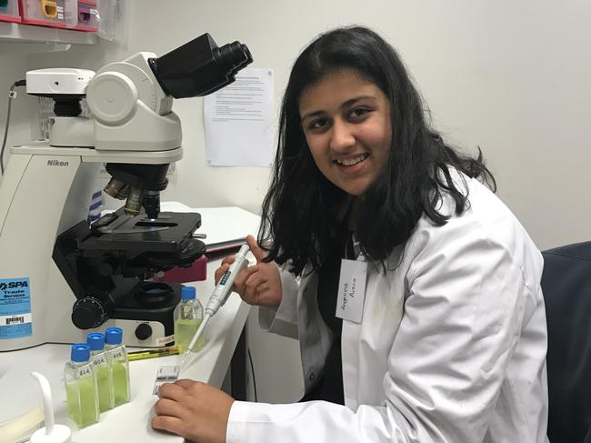 Teenager Angelina Arora is a making world-leading scientific discoveries. Picture: Supplied