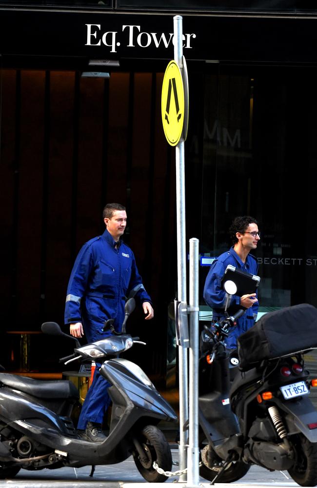 Forensic police at the Eq. Tower. Picture: Nicole Garmston