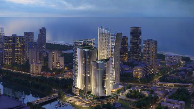 Artist impression of Aniko Group's planned $1bn, four-tower project planned for a site on Seaview Ave, Broadbeach next to Pacific Fair Shopping Centre. Picture: Supplied.