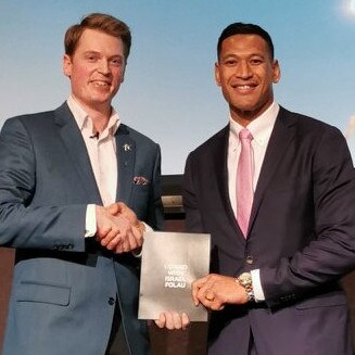 Israel Folau with Australian Christian Lobby managing director Martyn Iles. Picture: Facebook