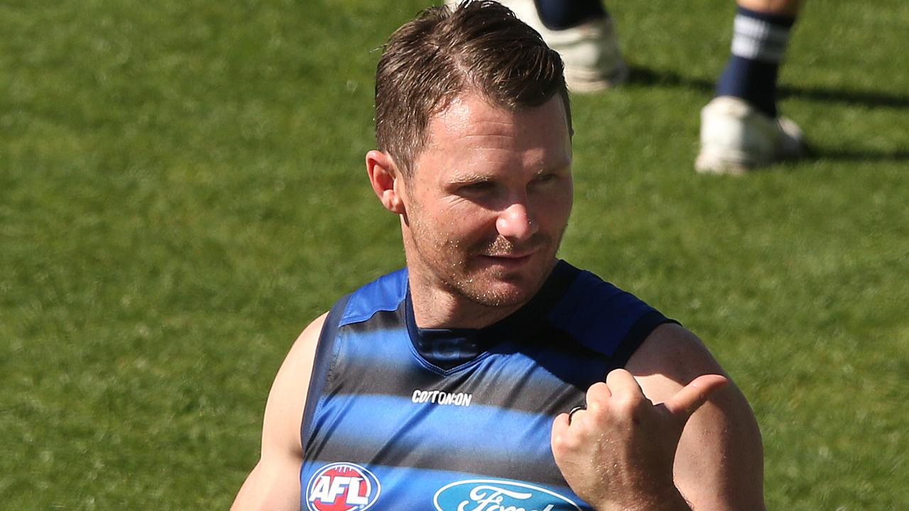 Patrick Dangerfield was a standout in the midfield, albeit for a half, in the trial game. Picture: Alison Wynd