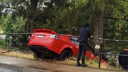 A car that lost control on Murray Rd.