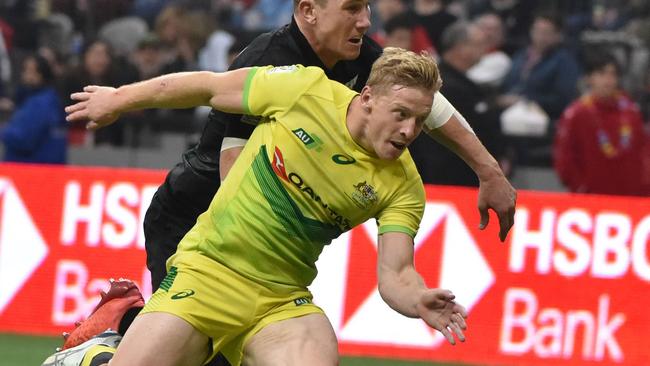 Former Rugby Sevens star Lachie Miller will make his NRL deebut for Cronulla this weekend. Picture: Don MacKinnon/AFP