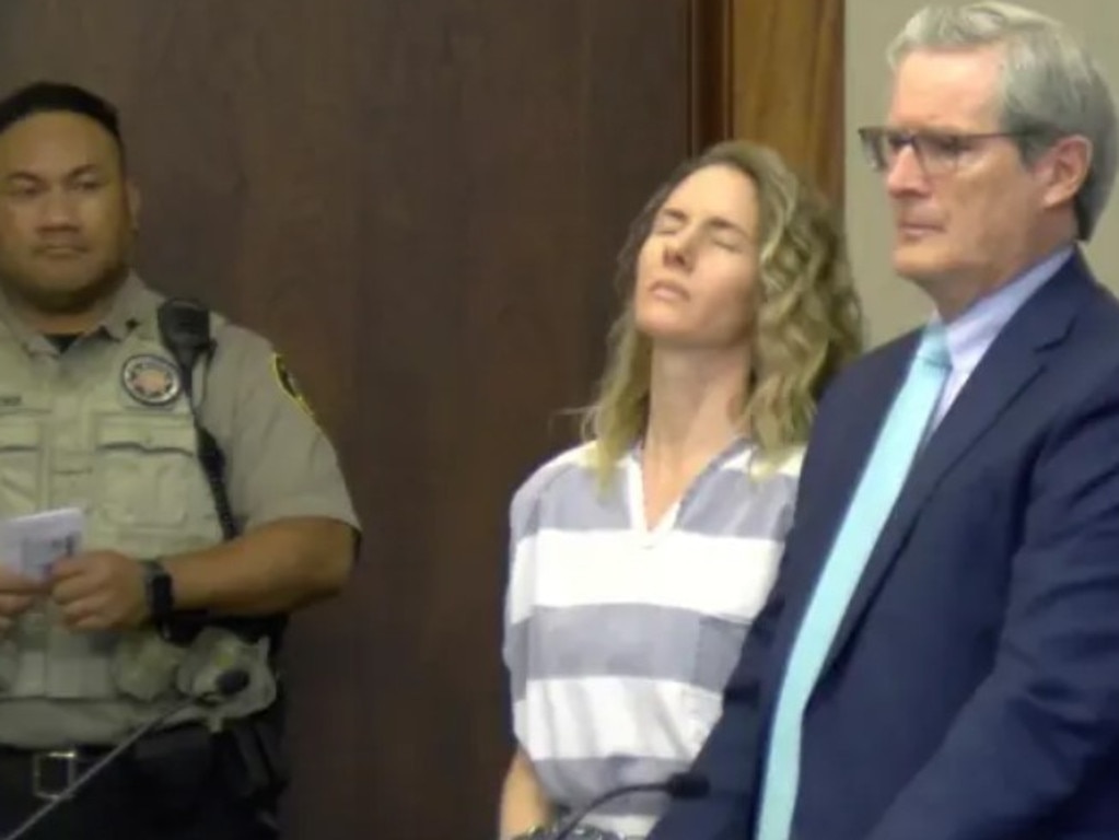 Ruby Franke took deep breaths during the December 18, 2023, hearing in St. George, Utah, before entering her guilty plea. Picture: Utah County Court