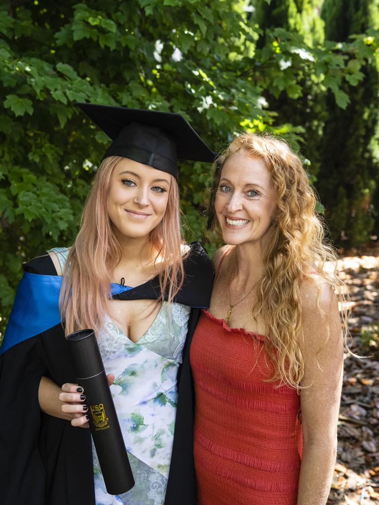 Bachelor of Paramedicine graduate Bailey Nunn with mum Sandy Nunn at the UniSQ graduation ceremony at Empire Theatres, Wednesday, December 14, 2022.