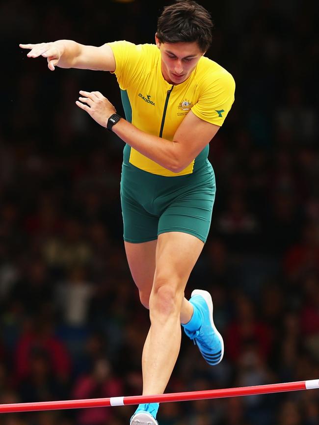 Jake Stein clears the pole vault bar. Picture: Cameron Spencer/Getty Images