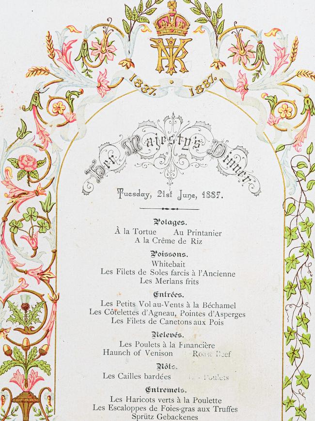 Queen Victoria’s 1887 Golden Jubilee menu.