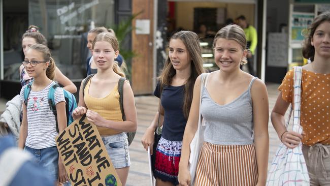 Several students arrive for the climate change strike