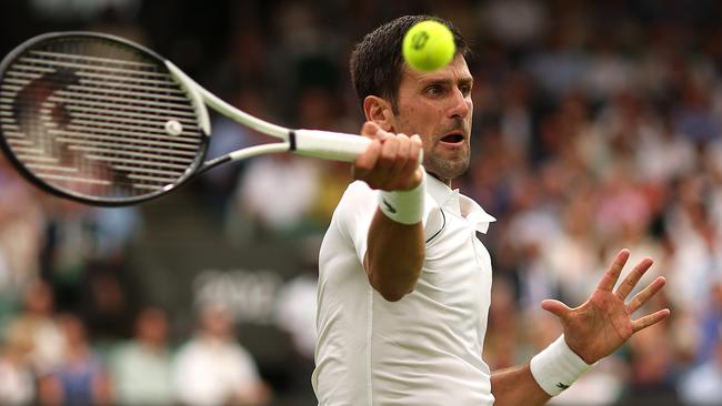 Novak Djokovic has booked a spot in the second round of Wimbledon. Picture: Getty Images