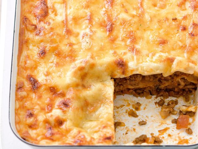 Cheesy beef lasagne.