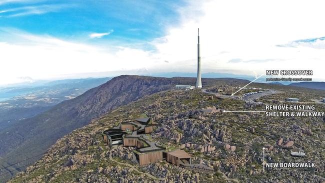 Artists impressions of the proposed cable car on kunanyi/Mt Wellington. Image: MWCC