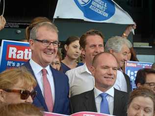 ON THE TWEED: NSW Labor Leader Michael Daley with candidate for Tweed Craig Elliot and the party faithful in Tweed Heads South. Picture: Michael Doyle