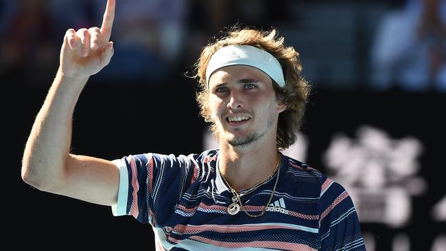 Germany's Alexander Zverev celebrates his win. Picture: Manan Vatsyayana//AFP