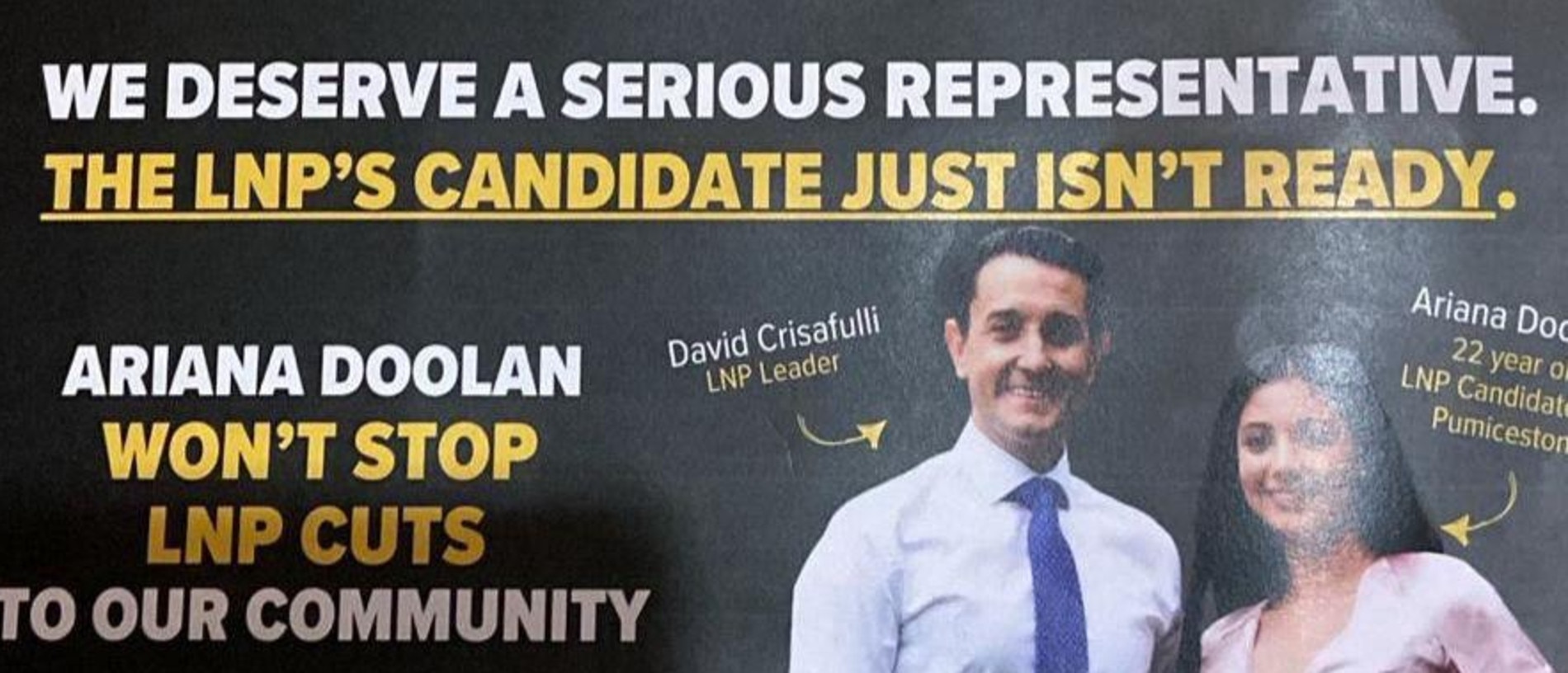 The United Workers’ Union flyer attacking LNP candidate Ariana Doolan.