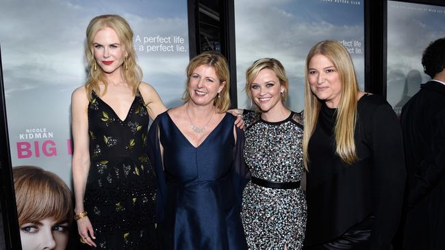 Actress Nicole Kidman, author Liane Moriarty, actress Reese Witherspoon, and executive producer Bruna Papandrea. Picture: Getty