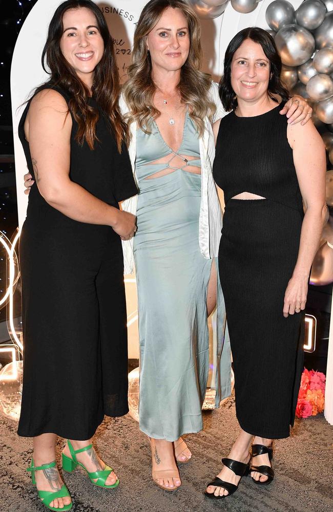 Naomi Lally, Erin Sweeney and Kelly Johnson at Gympie Women Business Awards. Picture: Patrick Woods.