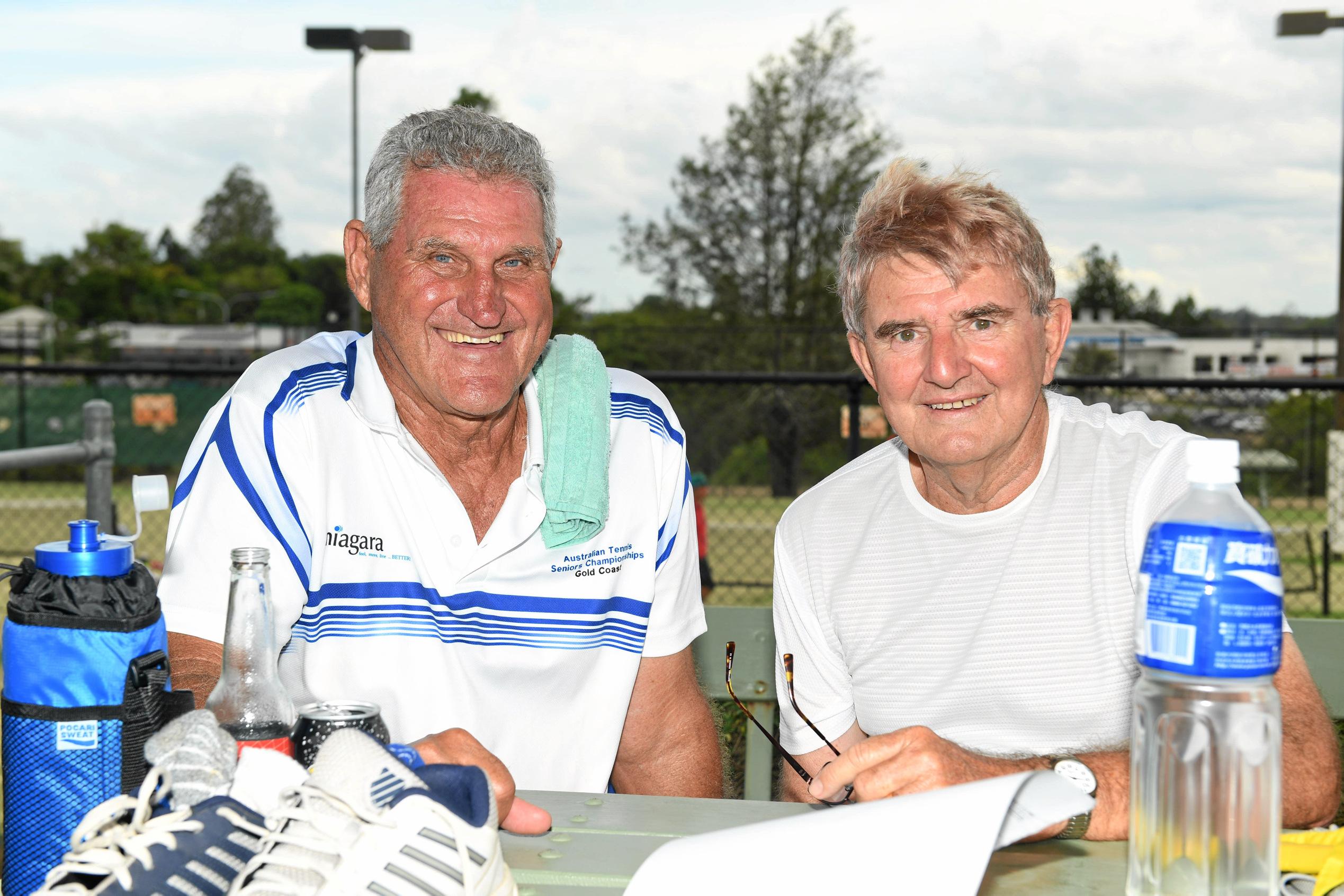 Gympie Tennis tournament - Laurie Wyvill and Dennis Biggs. Picture: Troy Jegers